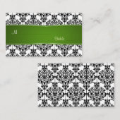 Damask noir, blanc et vert Carte de lieu (Devant / Derrière)