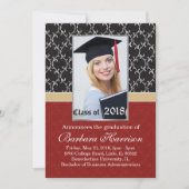 Damask noir, rouge Faire-part de diplôme (Devant)
