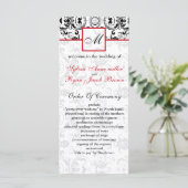 Damask noir rouge MONOGRAM Programme de mariage (Debout devant)