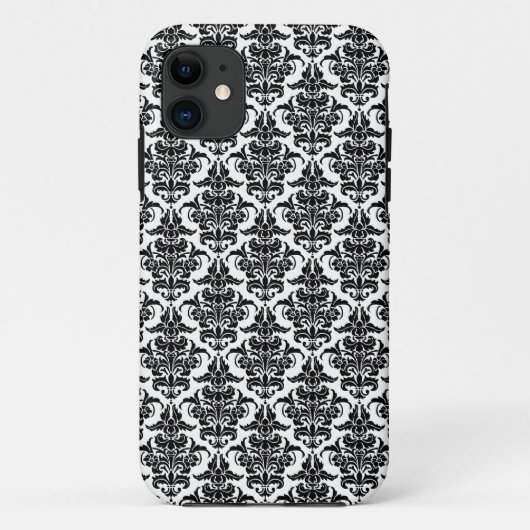 Damask - Noir sur coque iphone blanc (Dos)
