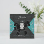 Damask Noir Téalu Invitation Noir Argent 35e (Debout devant)