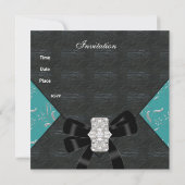 Damask Noir Téalu Invitation Noir Argent 35e (Dos)