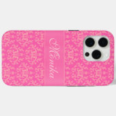 Damask nom coque iphone à motif rose (Verso (horizontal))