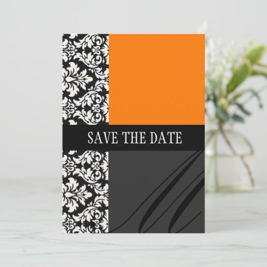 Damask Orange Enregistrer La Carte Date (Debout devant)