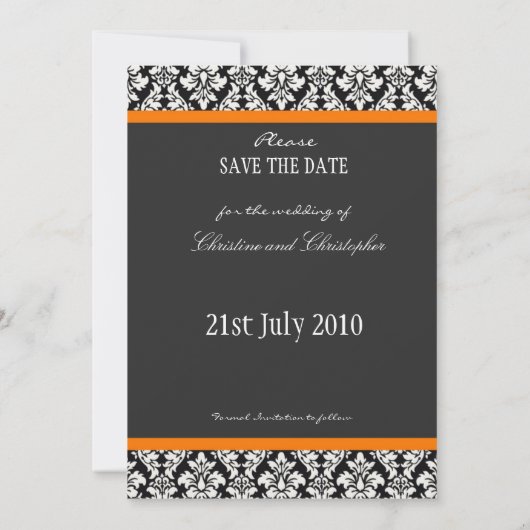 Damask Orange Enregistrer La Carte Date (Dos)
