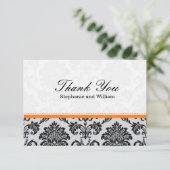 Damask Orange Mariage Carte de remerciements (Debout devant)