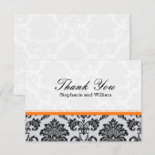 Damask Orange Mariage Carte de remerciements (Devant / Derrière)