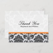 Damask Oranje Wedding Hartelijk dank Bedankkaart (Voorkant / Achterkant)