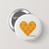 Damask Oranje-Yellow 2 Ronde Button 5,7 Cm (Voorkant /achterkant)