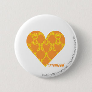 Damask Oranje-Yellow 2 Ronde Button 5,7 Cm
