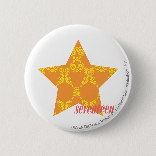 Damask Oranje-Yellow 3 Ronde Button 5,7 Cm (Voorkant)