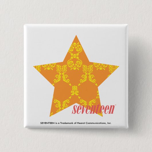 Damask Oranje-Yellow 3 Vierkante Button 5,1 Cm (Voorkant)