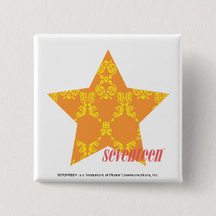 Damask Oranje-Yellow 3 Vierkante Button 5,1 Cm