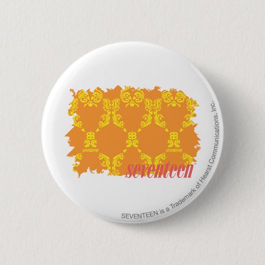 Damask Oranje-Yellow 4 Ronde Button 5,7 Cm (Voorkant)