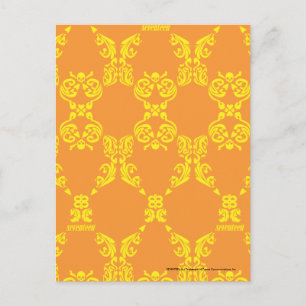 Damask Oranje-Yellow Briefkaart