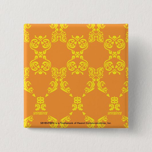 Damask Oranje-Yellow Vierkante Button 5,1 Cm (Voorkant)