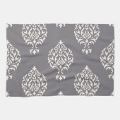 Damask Ornamental Big Pattern Cream op Grey Theedoek (Horizontaal)