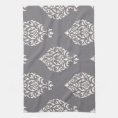 Damask Ornamental Big Pattern Cream op Grey Theedoek (Verticaal)