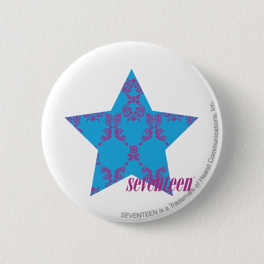 Damask Paars-Aqua 2 Ronde Button 5,7 Cm (Voorkant)