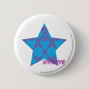 Damask Paars-Aqua 2 Ronde Button 5,7 Cm