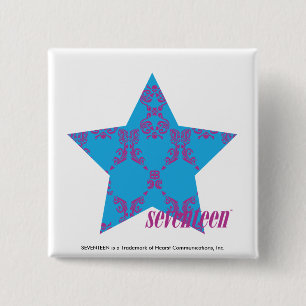 Damask Paars-Aqua 2 Vierkante Button 5,1 Cm