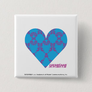 Damask Paars-Aqua 3 Vierkante Button 5,1 Cm