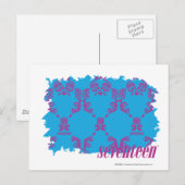 Damask Paars-Aqua 4 Briefkaart (Voorkant / Achterkant)