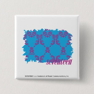 Damask Paars-Aqua 4 Vierkante Button 5,1 Cm