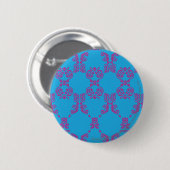 Damask Paars-Aqua Ronde Button 5,7 Cm (Voorkant /achterkant)