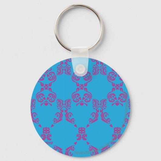 Damask Paars-Aqua Sleutelhanger (Voorkant)
