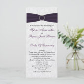 damask paarse bruiloft programma (Staand voorkant)