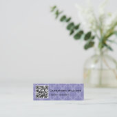 Damask Paarse QR CODE Mini Visitekaartjes (Staand voorkant)