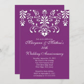 Damask Paarse Wedding Jubileum Uitnodiging (Voorkant / Achterkant)