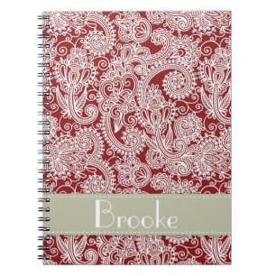 Damask Paisley Custom Name Notebook Notitieboek