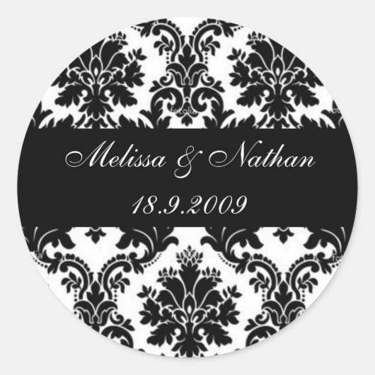 Damask paisley gepersonaliseerde stickers (Voorkant)