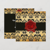 DAMASK PARCHMENT WAX SEAL MONOGRAM, zwart en bruin Kaart (Voorkant / Achterkant)
