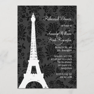 Damask Paris Rehearsal Dinner (zwart) Kaart