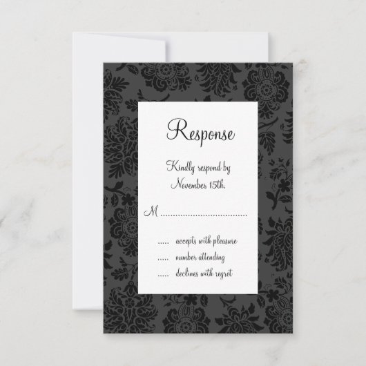 Damask Paris RSVP (zwart) Kaartje (Voorkant)