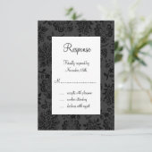 Damask Paris RSVP (zwart) Kaartje (Staand voorkant)