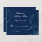 Damask Parisienne - Dark Sapphire Blue RSVP (Devant / Derrière)