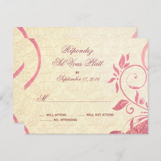 Damask Parisienne - Honeysuckle & Ivory RSVP (Voorkant / Achterkant)