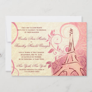 Damask Parisienne - Honeysuckle & Ivory Wedding Kaart