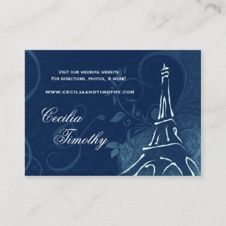 Damask Parisienne: Sapphire Blue Wedding Website Informatiekaartje