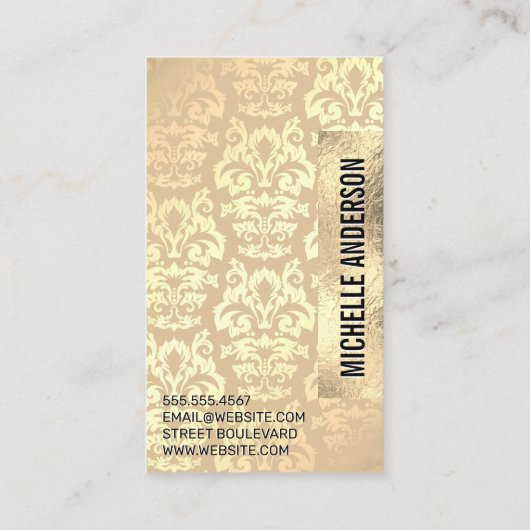 Damask Patroon | Goud Folie Geometrisch Visitekaartje (Achterkant)