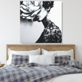 Damask Pattern Abstracte Mode Portret Canvas Afdruk (Insitu (Slaapkamer))