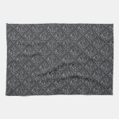 Damask Pattern Black Achtergrond-23961 Theedoek (Horizontaal)
