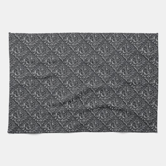 Damask Pattern Black Achtergrond-23961 Theedoek (Horizontaal)