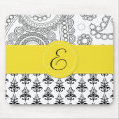 Damask Pattern, Black and White Damask, Monogram Muismat (Voorkant)
