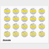 Damask Pattern, Black and White Damask, Monogram Ronde Sticker (Vel)