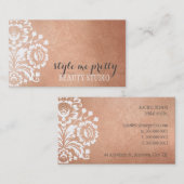 DAMASK PATTERN bloemenserene roos gouden folie Visitekaartje (Voorkant / Achterkant)